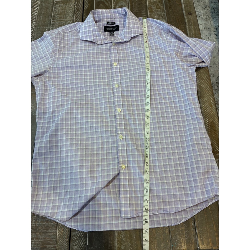 Awearness Kenneth Cole Mens Slim Fit Stretch‎ Shirt Purple Plaid  16.5 32/33 - Picture 6 of 6